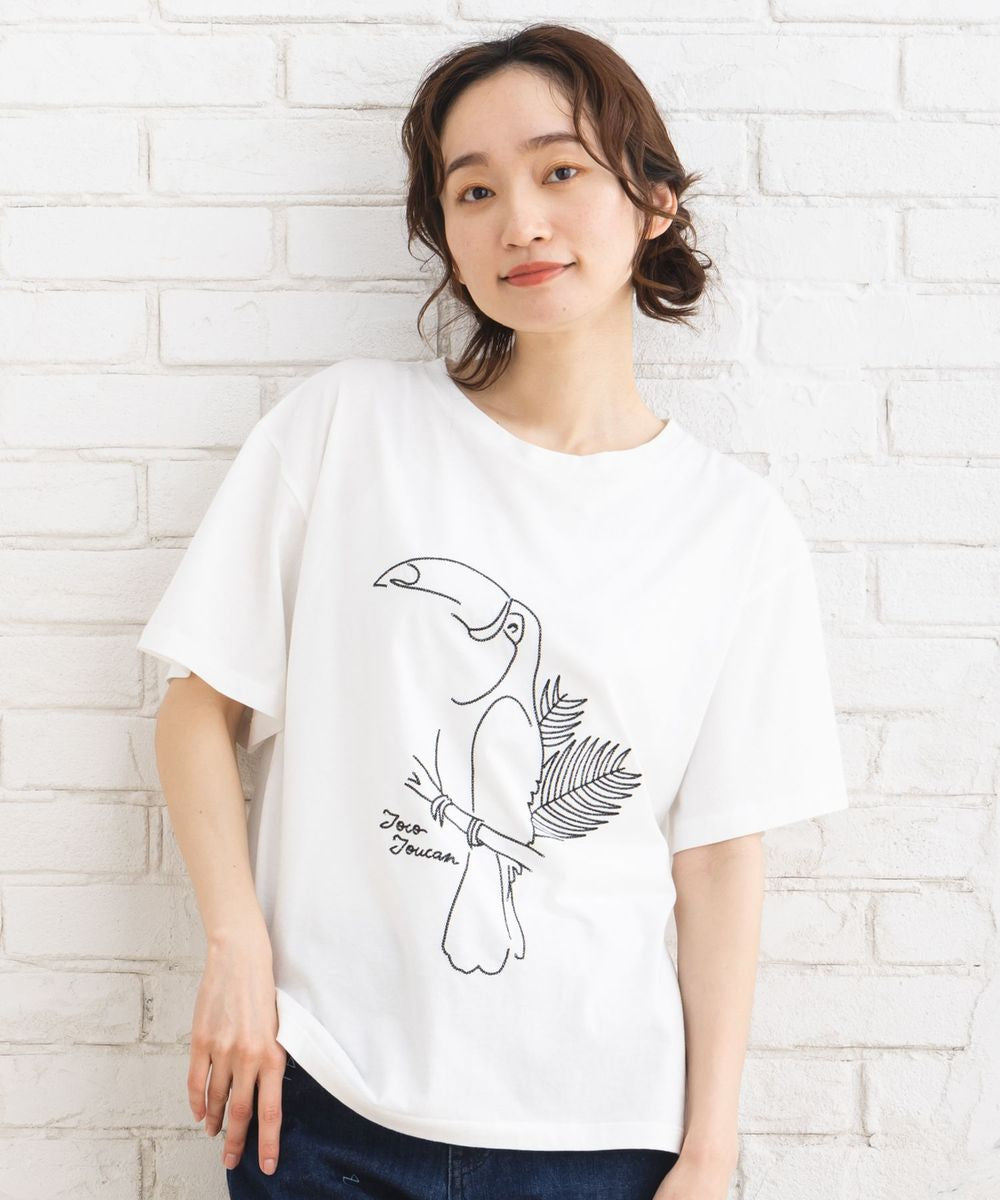 【大きいサイズ】 9号・15号(M・3L) オオハシエンブロイダリーTシャツ